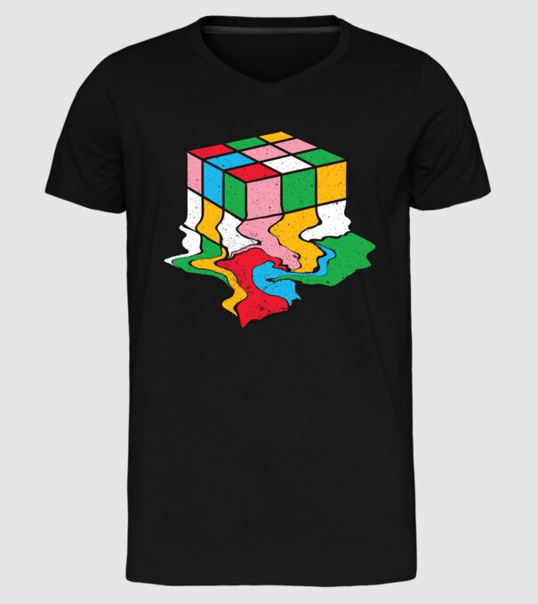 Cub Rubik topindu-se model negru pe tricou