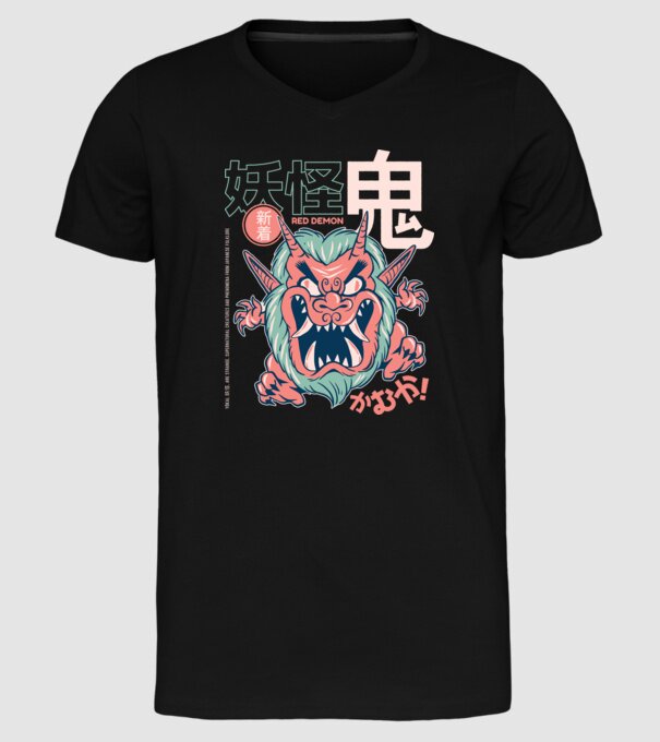 Oni Yokai Anime model negru pe tricou
