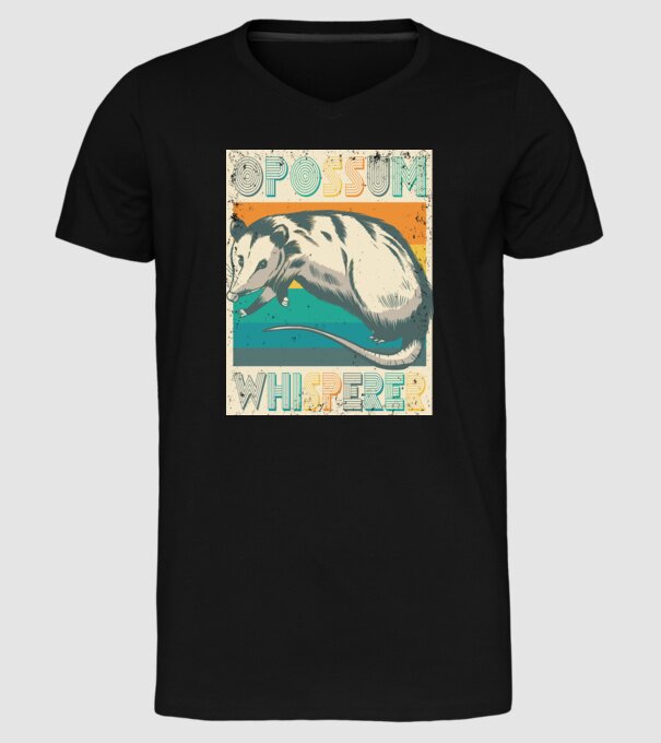 Opossum Whisperer model negru pe tricou