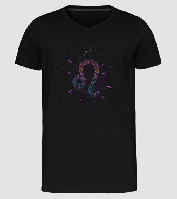 Leo Zodiac model negru pe tricou