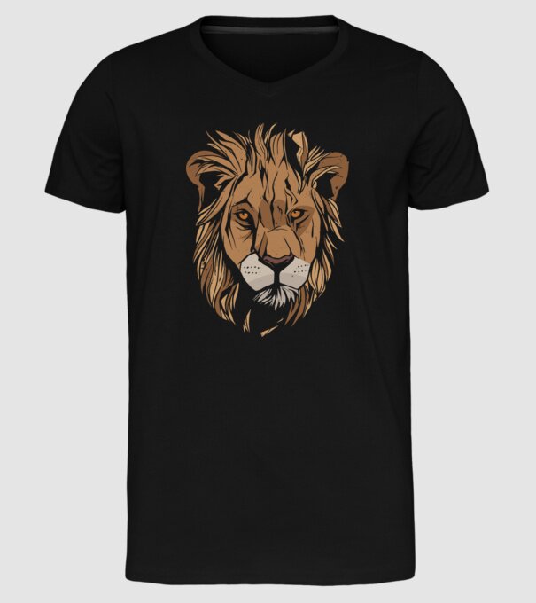 Cap de leu model negru pe tricou