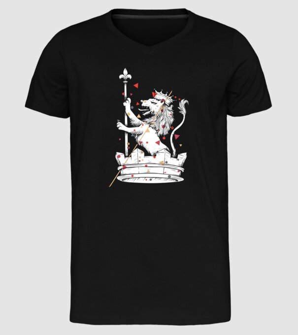 Leu Coroană model negru pe tricou