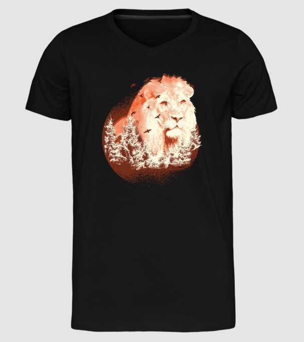 Tricou Leu Natură model negru pe tricou