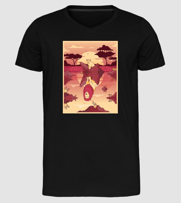 Reflecție leu model negru pe tricou