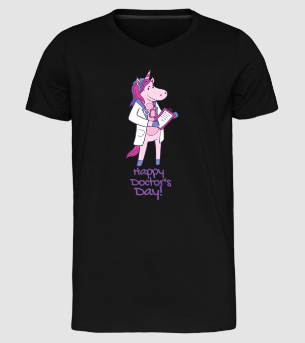 Medic Unicorn model negru pe tricou