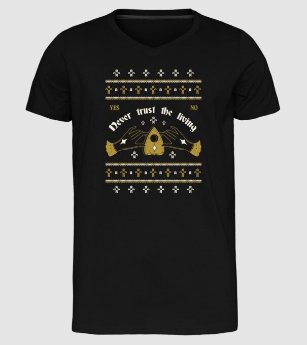 Ouija Motiv de Crăciun model negru pe tricou