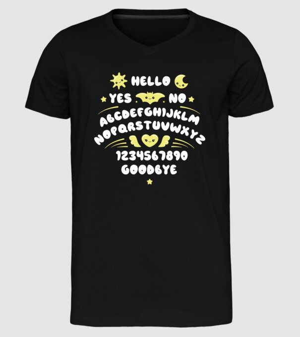 Motiv Ouija model negru pe tricou