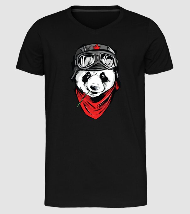 Panda Gerilla model negru pe tricou
