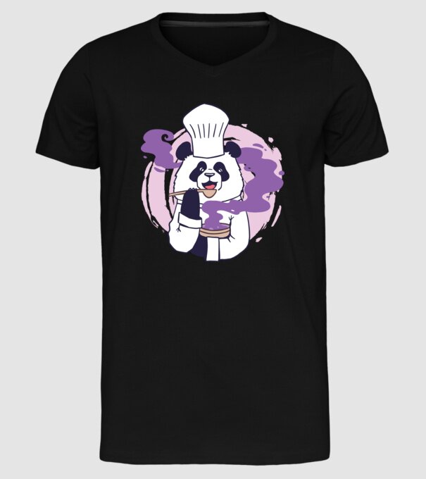 Panda Chef model negru pe tricou