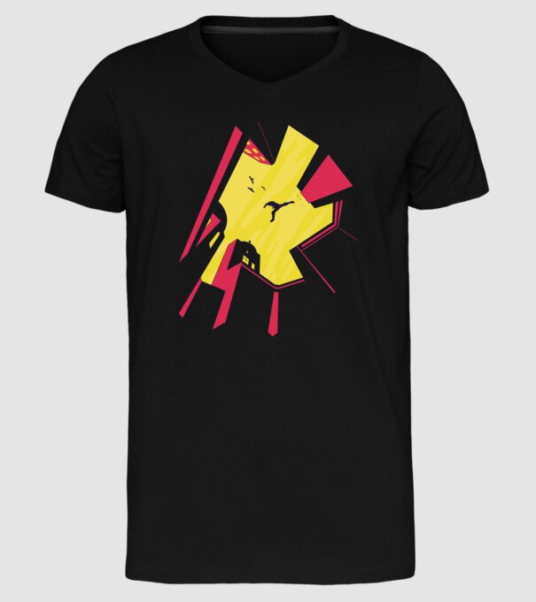 Alergare Parkour model negru pe tricou