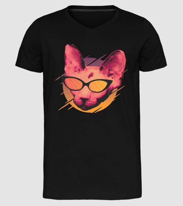 Pisică Petrecere model negru pe tricou