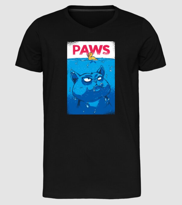 Paws Pisică la atac model negru pe tricou