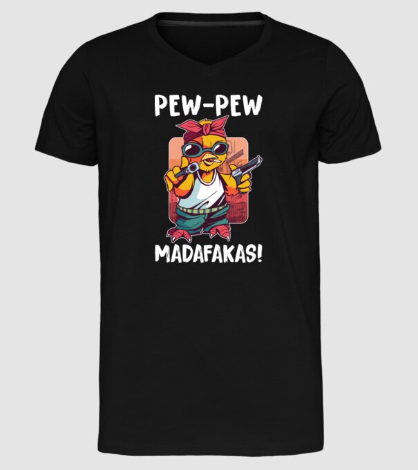 Pew Pew Pew Madafakas Pui model negru pe tricou