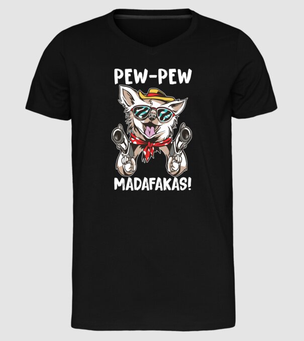 Pew Pew Pew Madafakas Chivava model negru pe tricou
