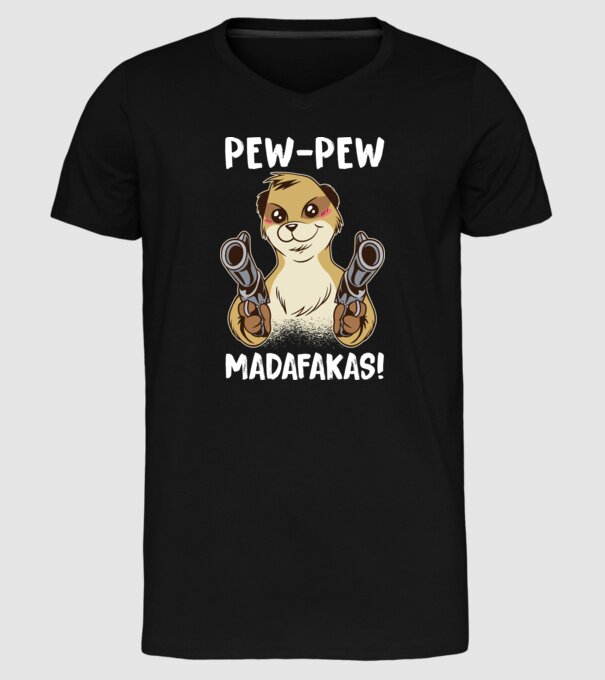 Pew Pew Pew Madafakas Suricată model negru pe tricou
