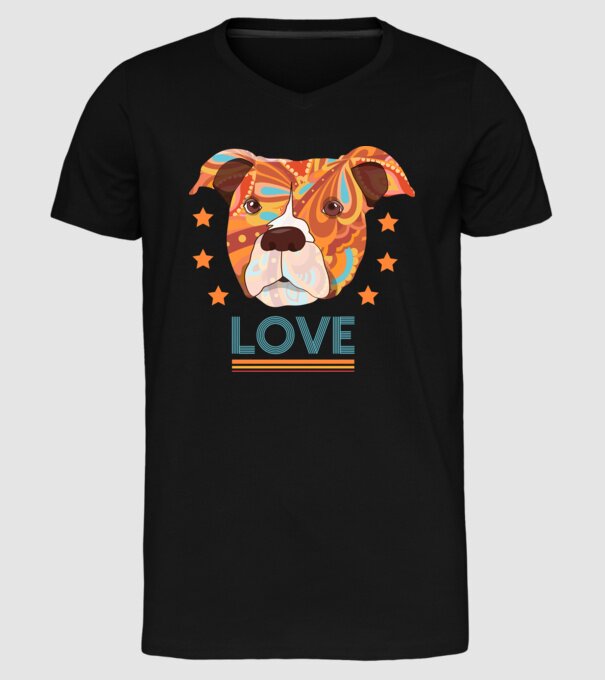 Dragoste Pitbull model negru pe tricou