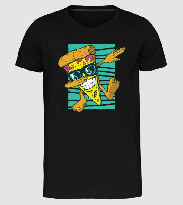 Felie de pizza DAB model negru pe tricou