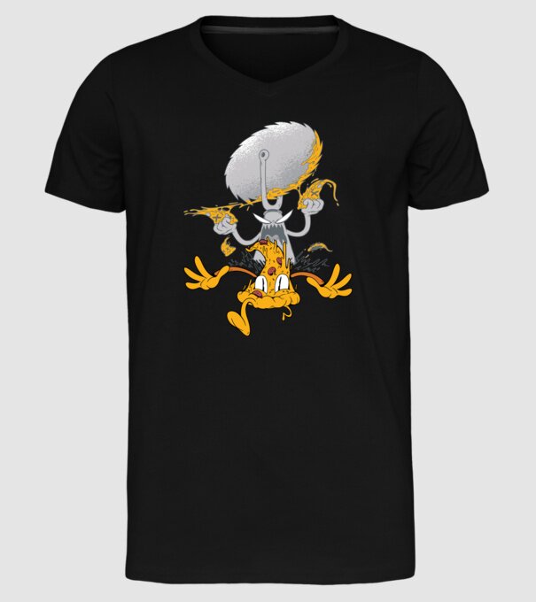 Monstru tăietor de Pizza model negru pe tricou