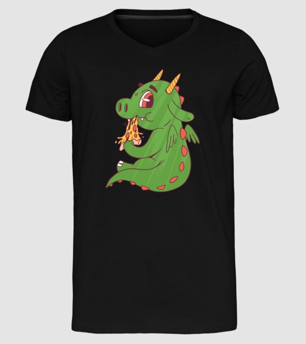 Pizza Dino model negru pe tricou