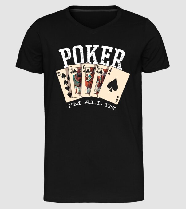 Poker All in model negru pe tricou