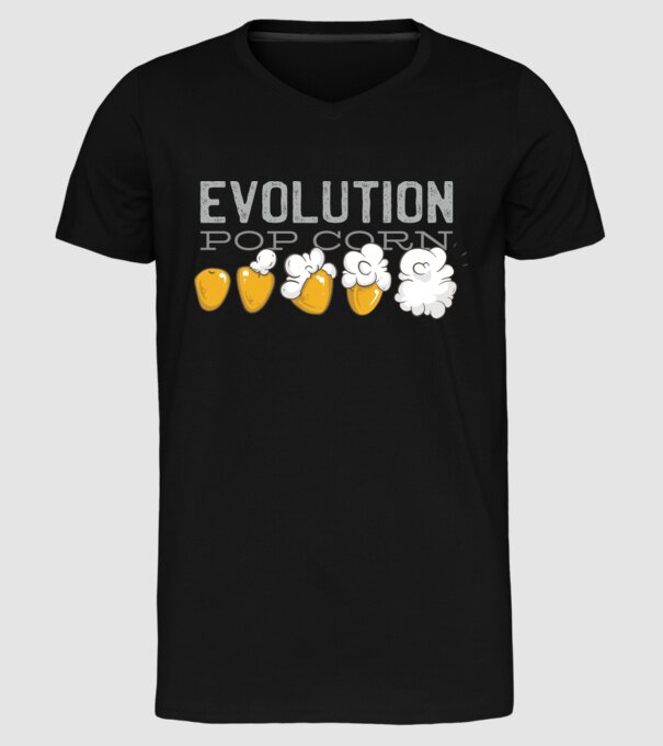 Evoluție Popcorn model negru pe tricou