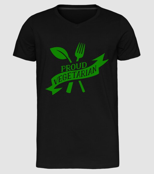 Proud Vegetarian model negru pe tricou