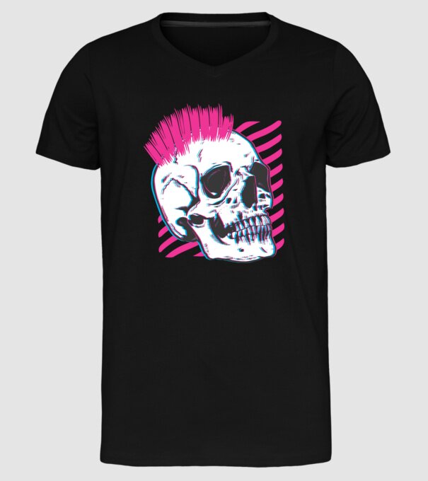 Craniu Punk model negru pe tricou