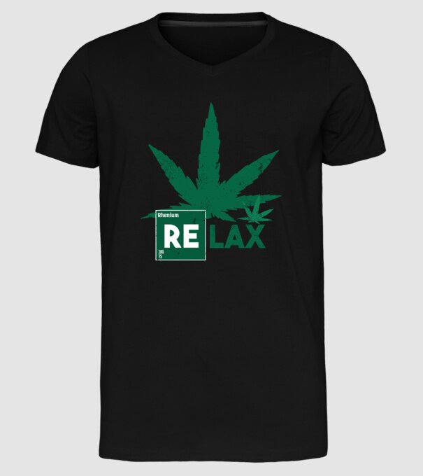 Relax Cannabis model negru pe tricou