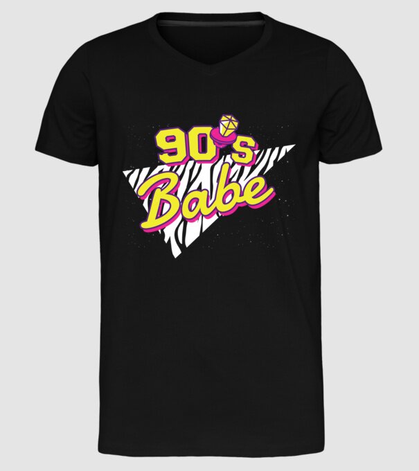 Retro 90s Babe model negru pe tricou