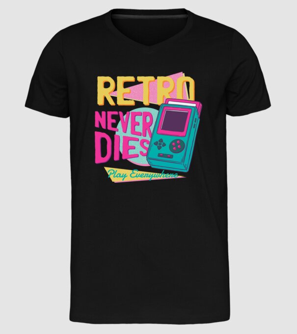 Retro Gameboy model negru pe tricou