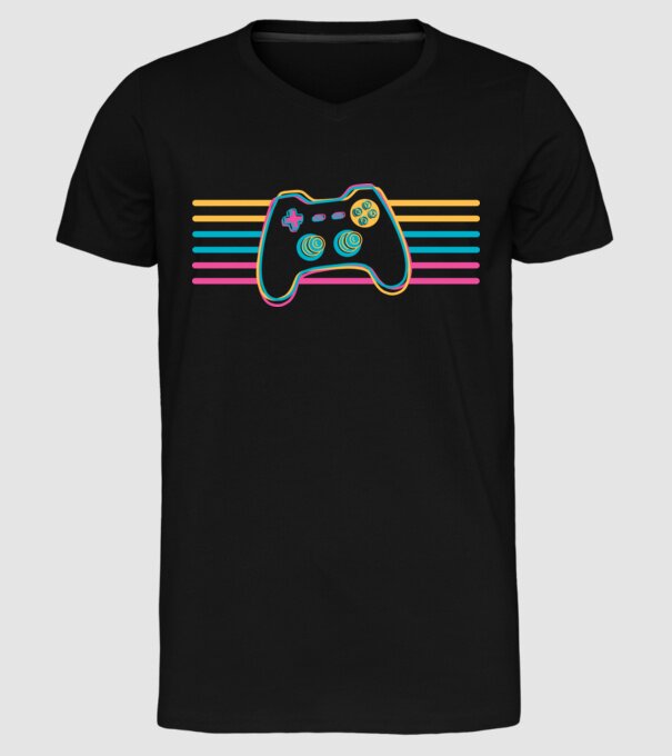 Gamer Controler Retro model negru pe tricou