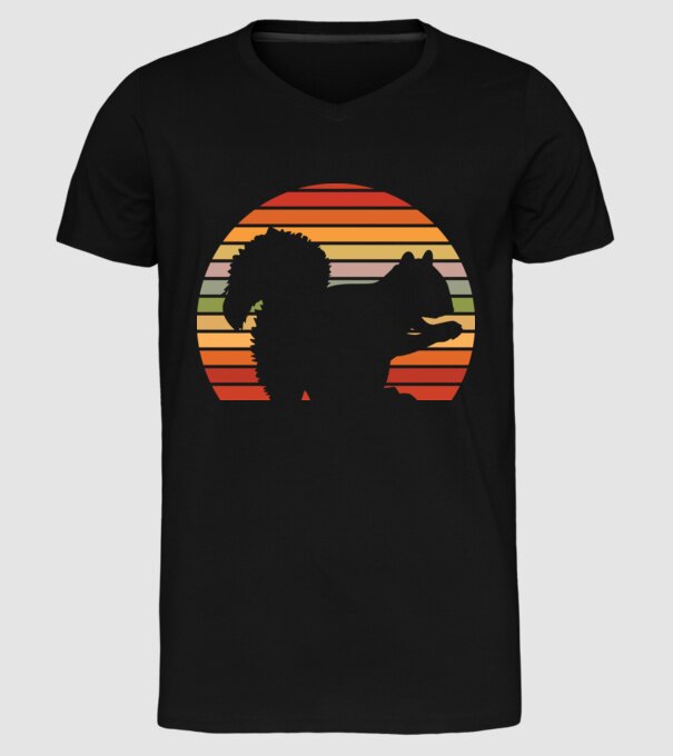 Veveriță Retro model negru pe tricou