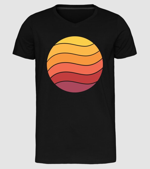 Fond Retro Apus de soare model negru pe tricou