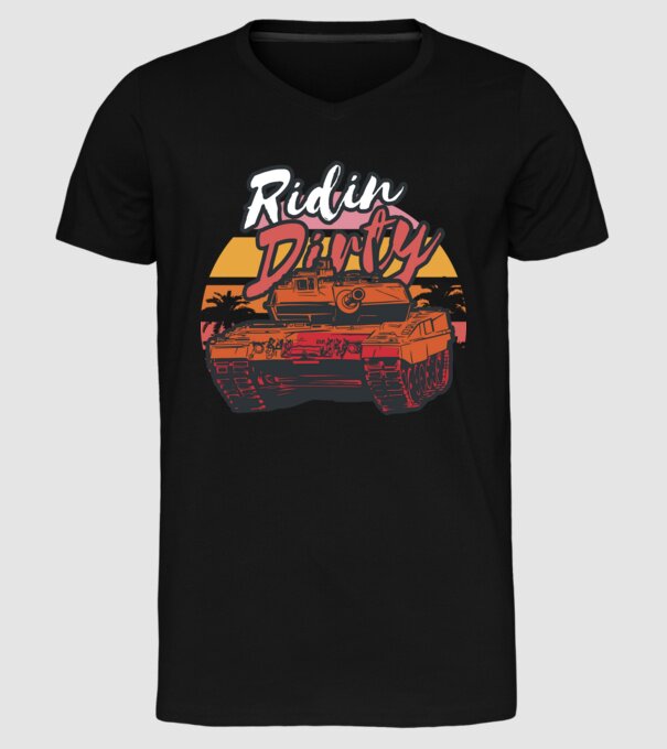 Ridin Dirty tricou cu tanc model negru pe tricou