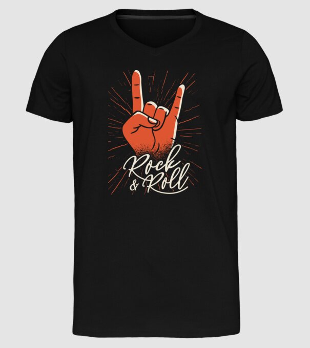Rock and Roll model negru pe tricou