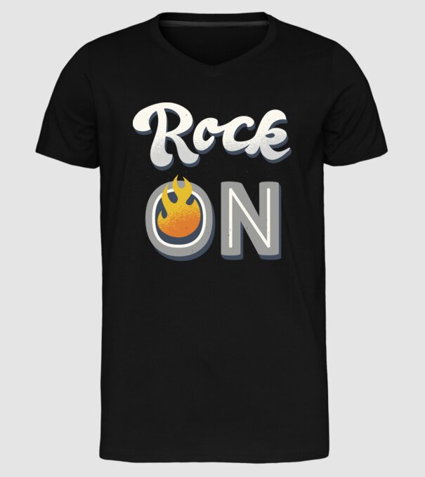 Rock On model negru pe tricou