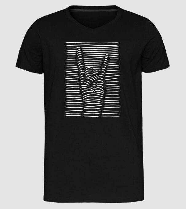Mână Rocker model negru pe tricou