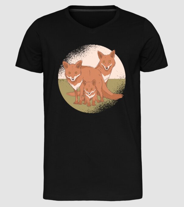 Familie Vulpe model negru pe tricou
