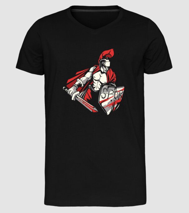 SPQR războinic Roman model negru pe tricou