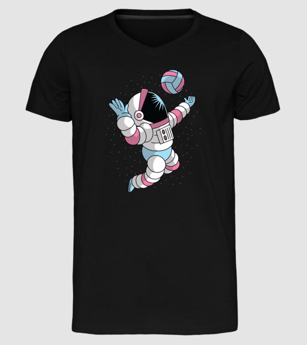 Astronaut voleibalist model negru pe tricou