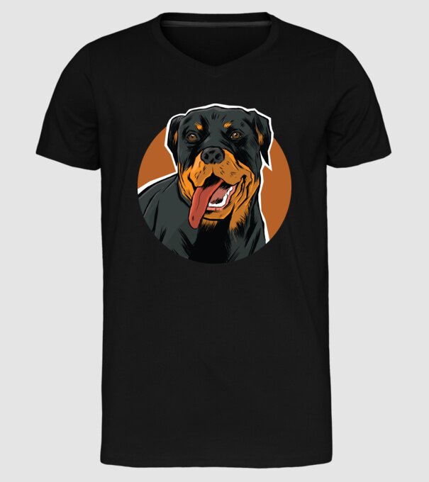 Tricou cu Câine Rottweiler model negru pe tricou