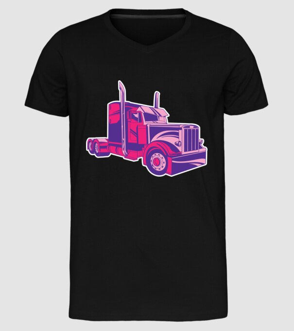 Camion roz model negru pe tricou