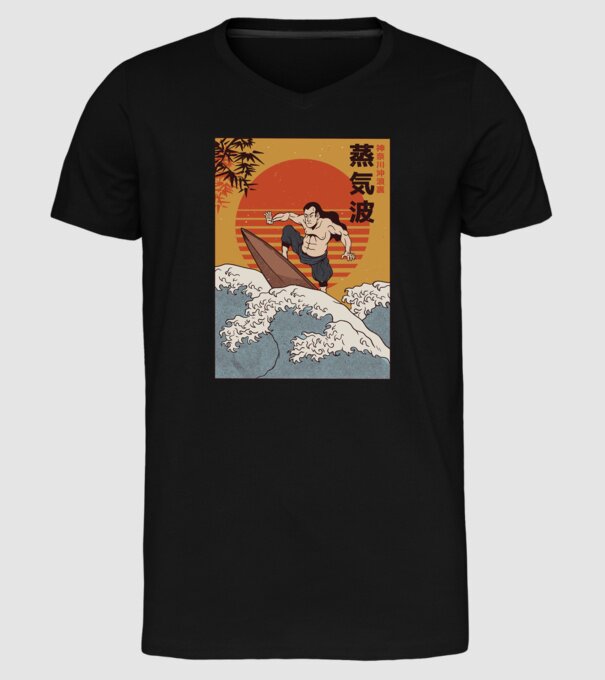 Samurai Surf model negru pe tricou