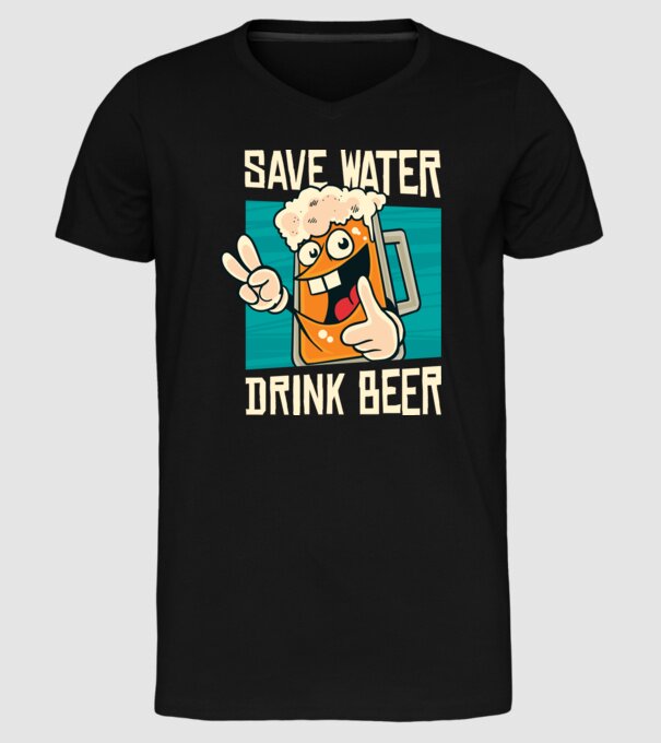 Save water, drink beer tricou amuzant bere model negru pe tricou