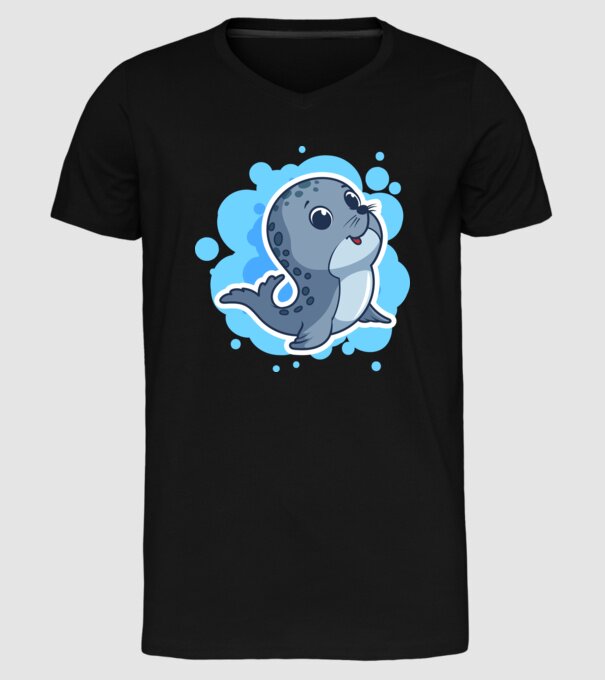 Sea Lion - Focă drăguță model negru pe tricou