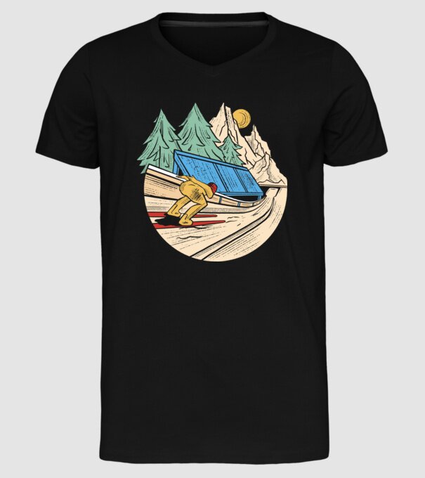 Săritor cu schiuri model negru pe tricou