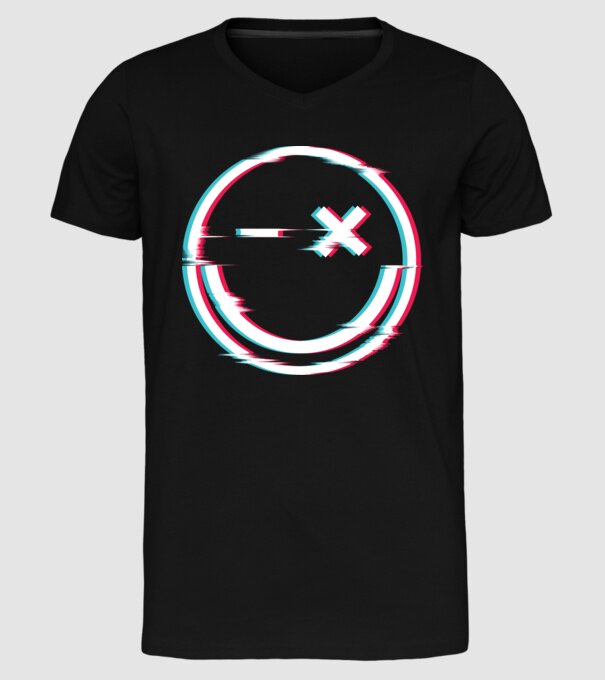 Smile glitch neon tiktok style model negru pe tricou