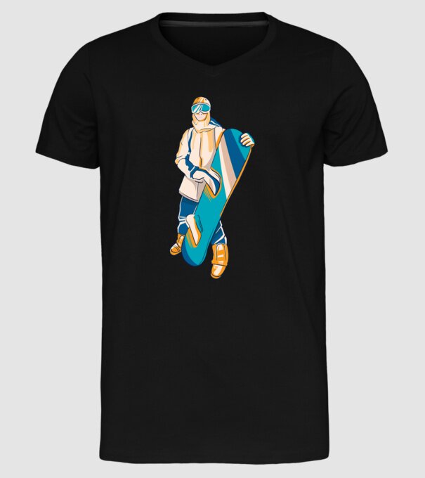 Snowboarder model negru pe tricou