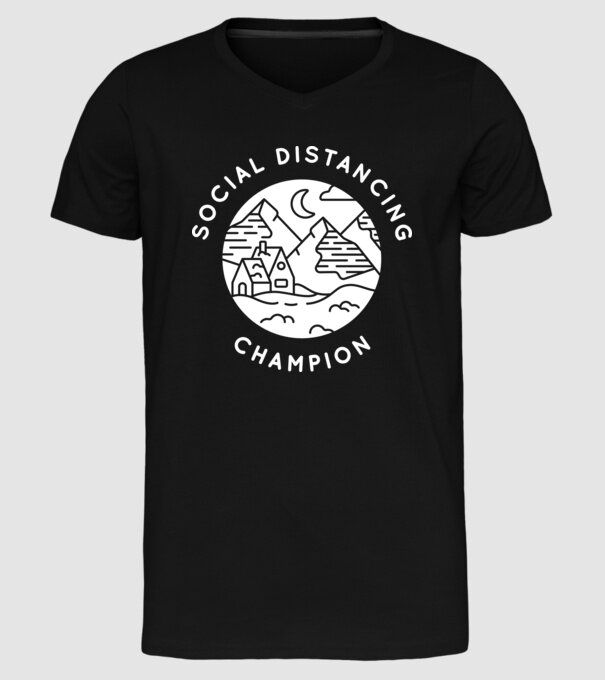 Social distancing champion model negru pe tricou