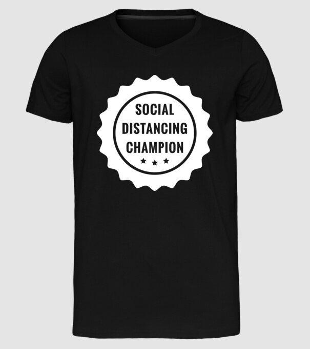 Social distancing champion model negru pe tricou